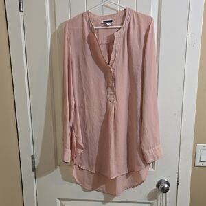Another Story Large Pink Long Sleeve Buttoned Mandarin Collar Blouse